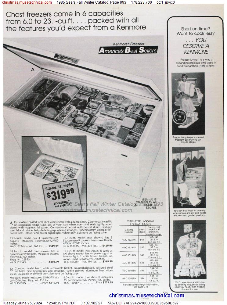 1985 Sears Fall Winter Catalog, Page 993