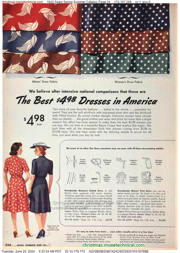 1942 Sears Spring Summer Catalog, Page 34