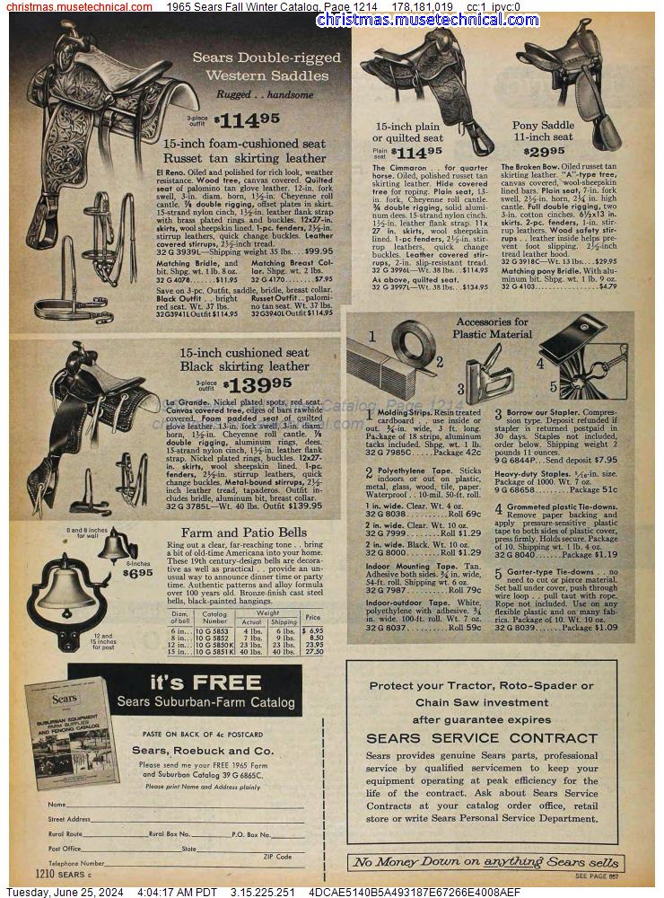 1965 Sears Fall Winter Catalog, Page 1214