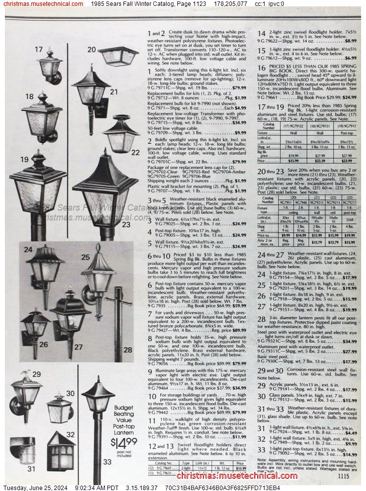 1985 Sears Fall Winter Catalog, Page 1123