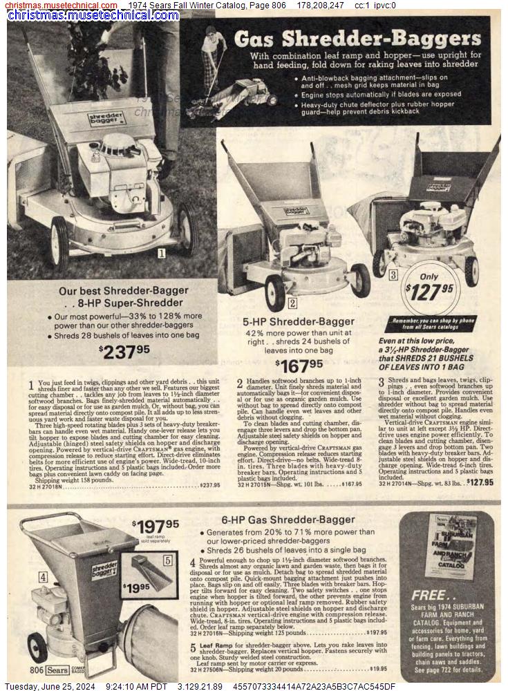 1974 Sears Fall Winter Catalog, Page 806