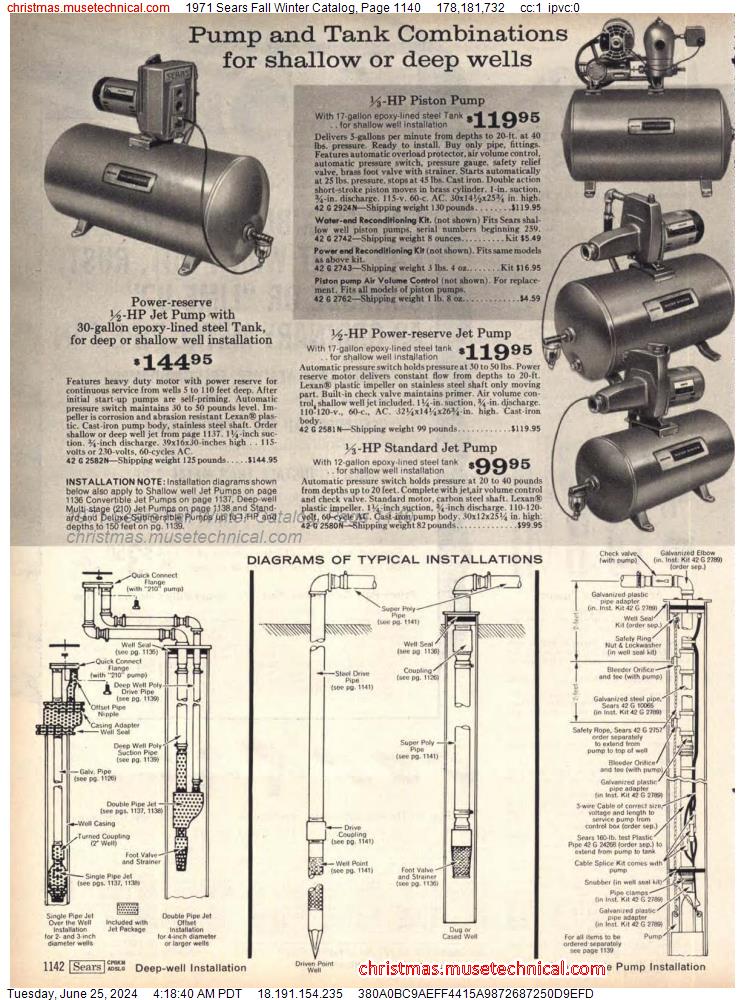 1971 Sears Fall Winter Catalog, Page 1140