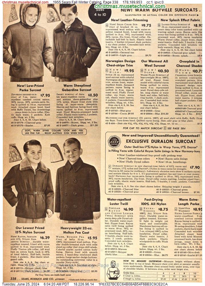 1955 Sears Fall Winter Catalog, Page 338