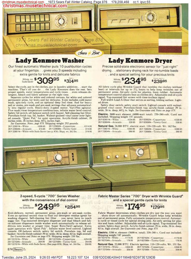 1973 Sears Fall Winter Catalog, Page 876
