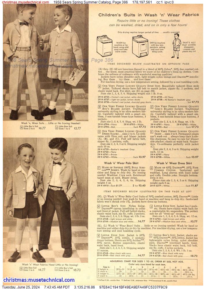 1958 Sears Spring Summer Catalog, Page 386