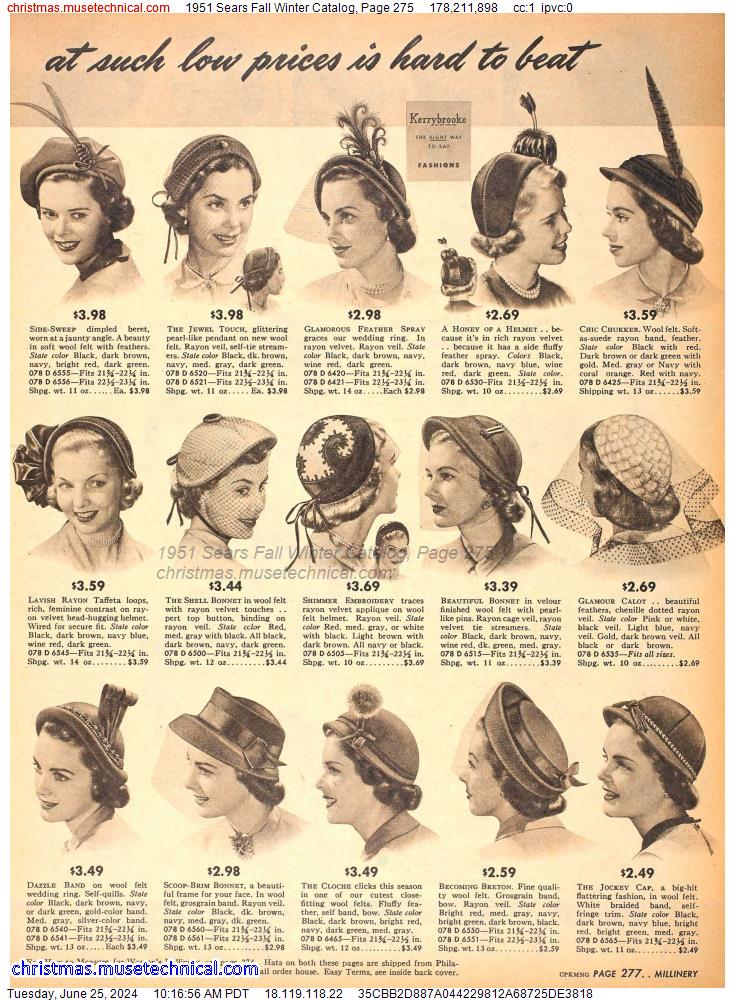 1951 Sears Fall Winter Catalog, Page 275