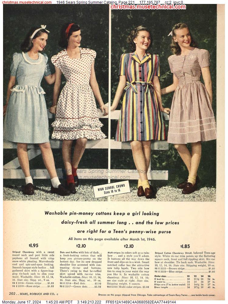 1946 Sears Spring Summer Catalog, Page 221