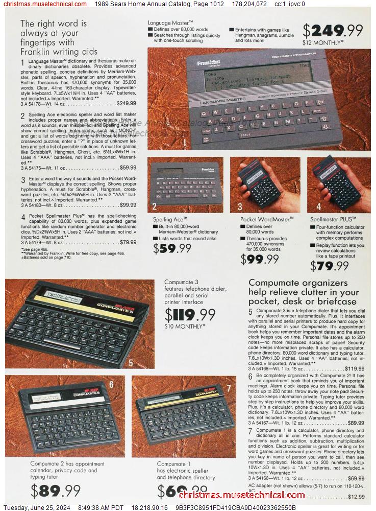 1989 Sears Home Annual Catalog, Page 1012
