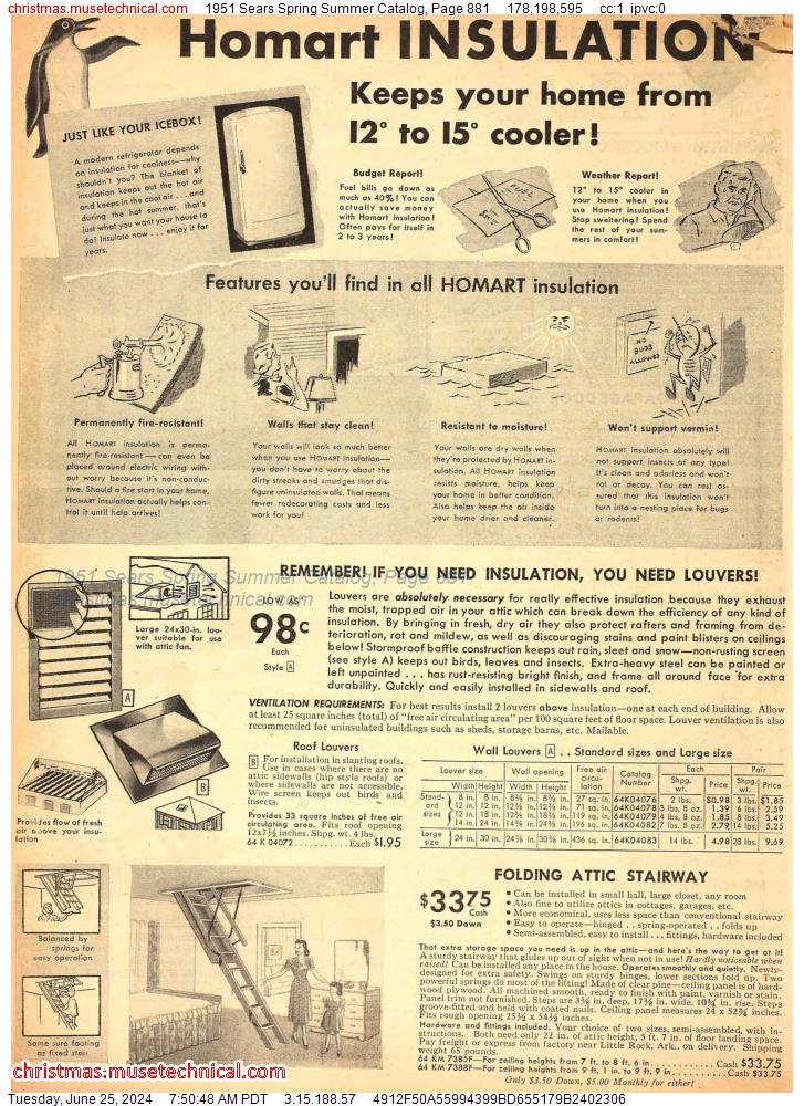 1951 Sears Spring Summer Catalog, Page 881