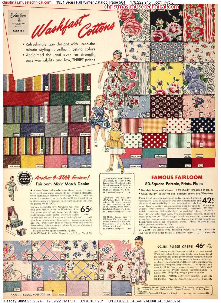 1951 Sears Fall Winter Catalog, Page 564