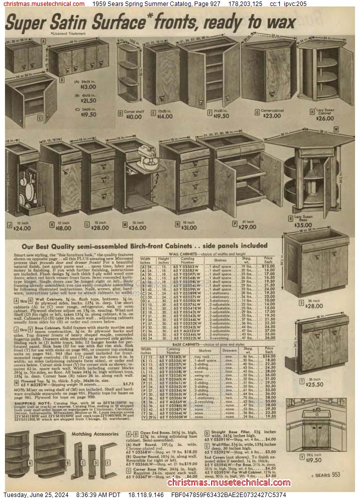 1959 Sears Spring Summer Catalog, Page 927