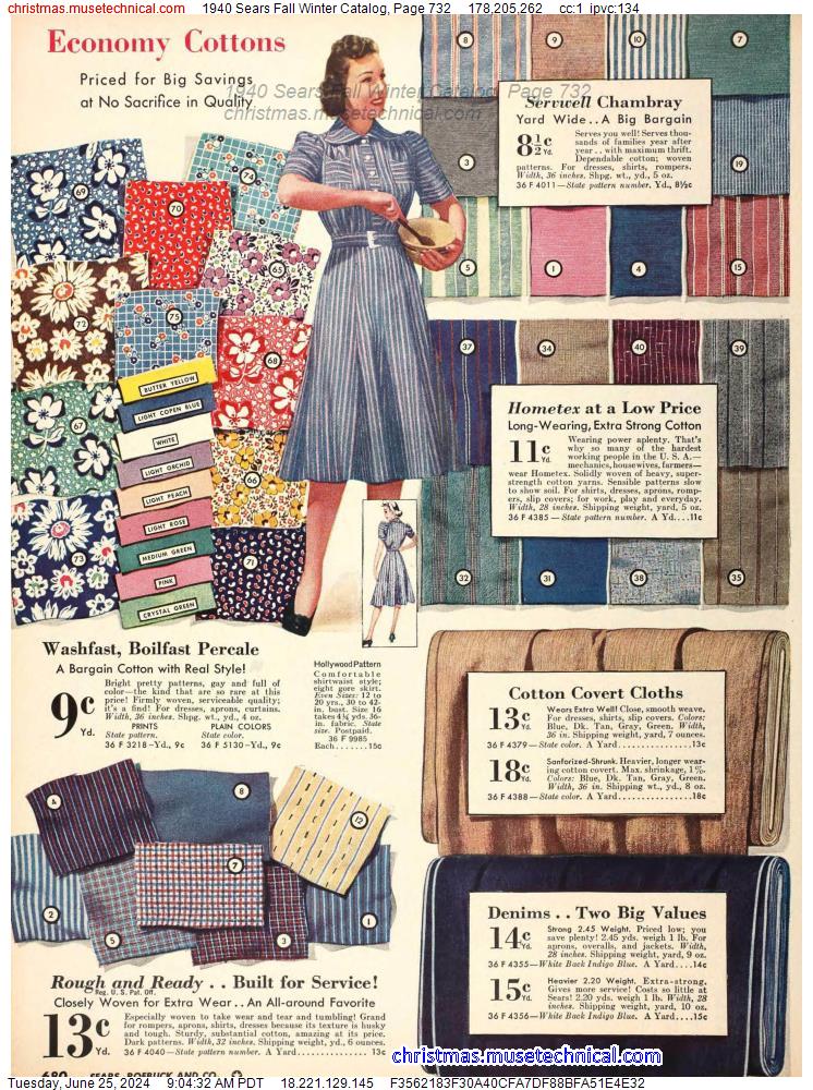 1940 Sears Fall Winter Catalog, Page 732