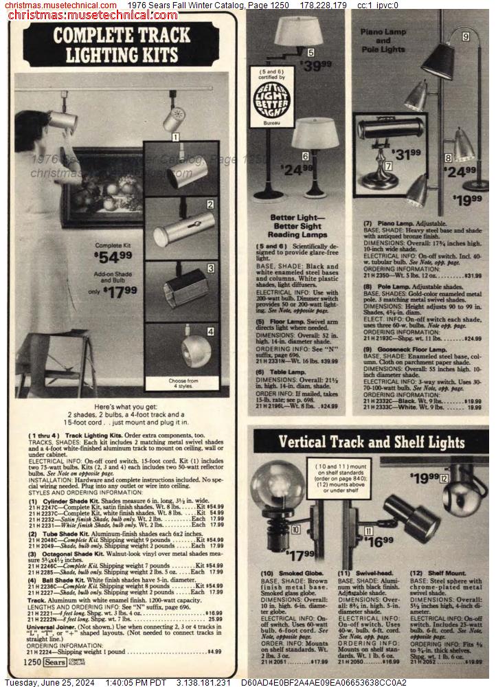 1976 Sears Fall Winter Catalog, Page 1250