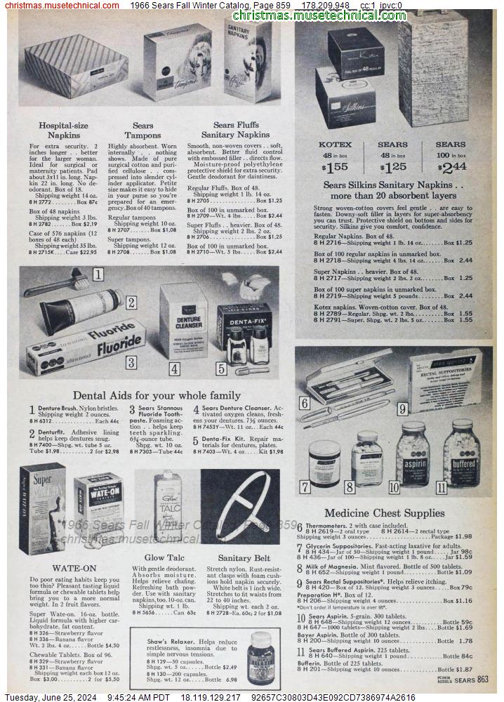 1966 Sears Fall Winter Catalog, Page 859