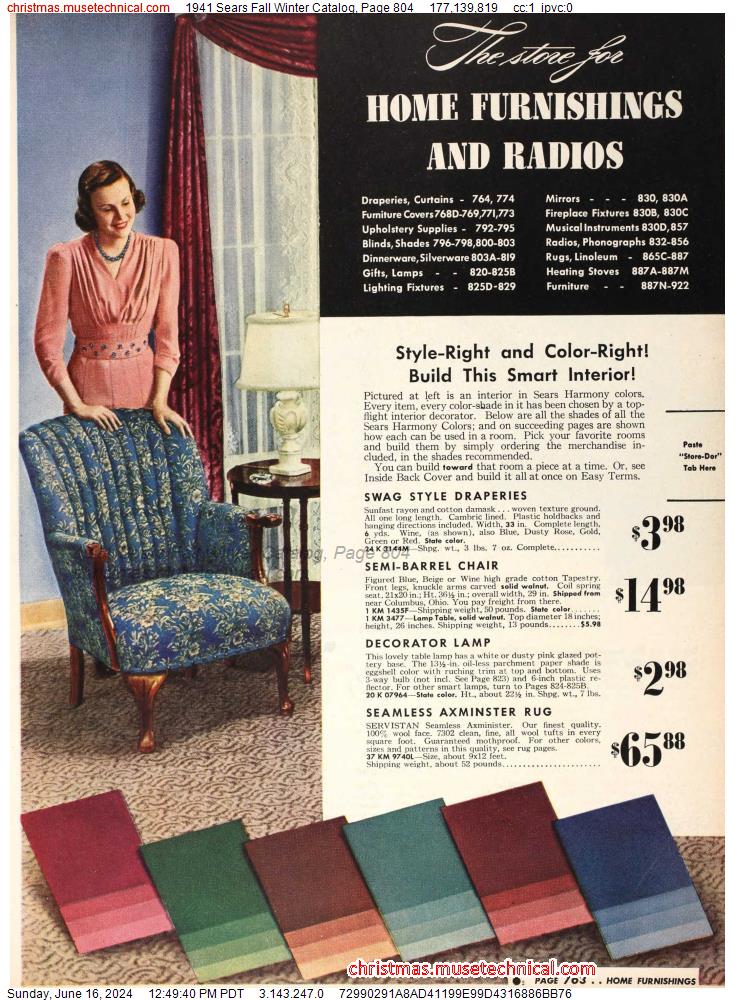 1941 Sears Fall Winter Catalog, Page 804