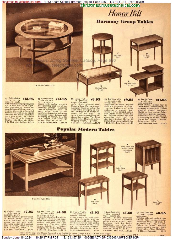 1943 Sears Spring Summer Catalog, Page 886
