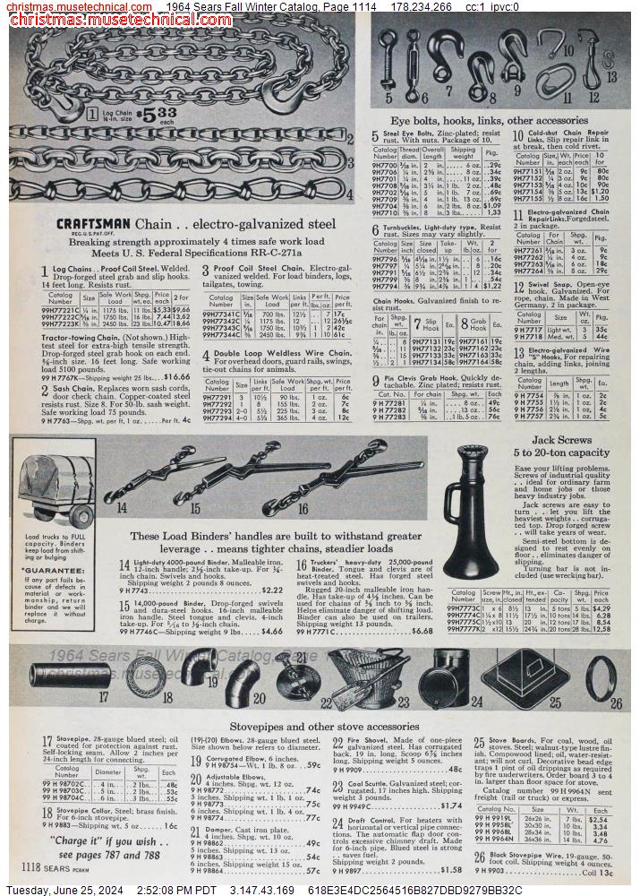 1964 Sears Fall Winter Catalog, Page 1114