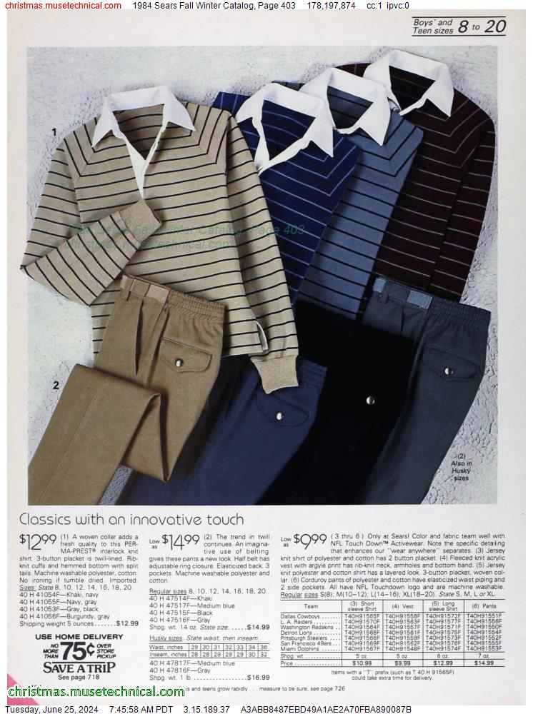 1984 Sears Fall Winter Catalog, Page 403