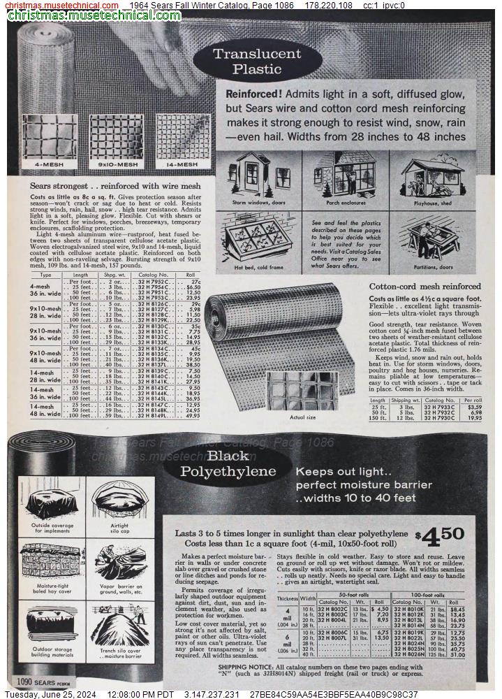 1964 Sears Fall Winter Catalog, Page 1086