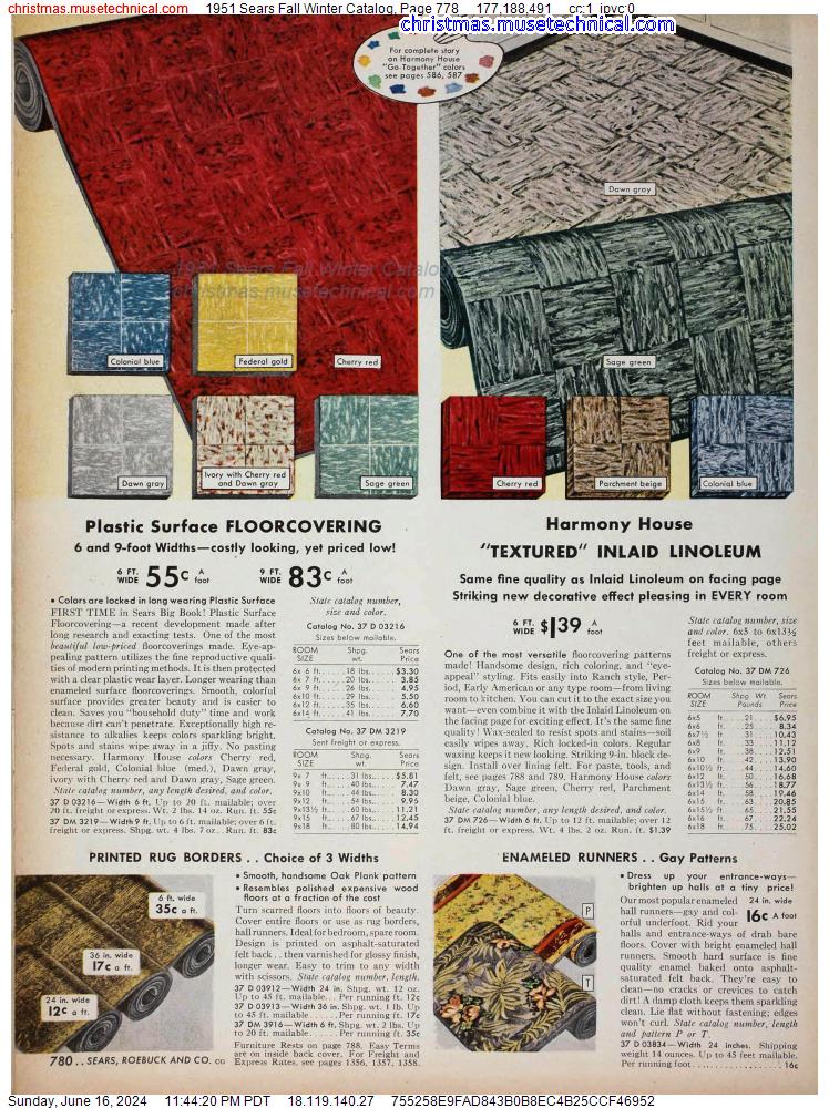 1951 Sears Fall Winter Catalog, Page 778