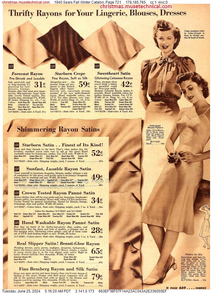 1940 Sears Fall Winter Catalog, Page 721