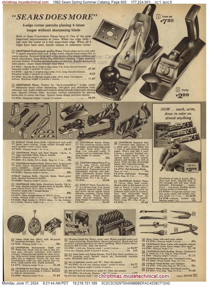 1962 Sears Spring Summer Catalog, Page 905
