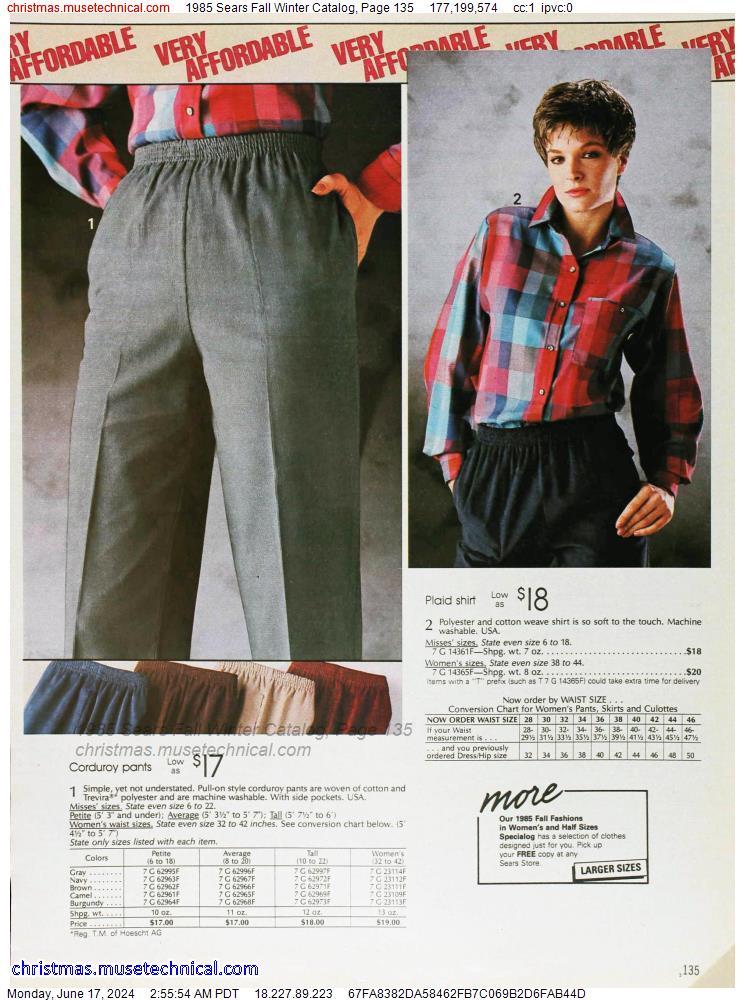 1985 Sears Fall Winter Catalog, Page 135