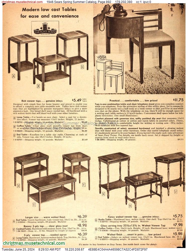 1946 Sears Spring Summer Catalog, Page 892