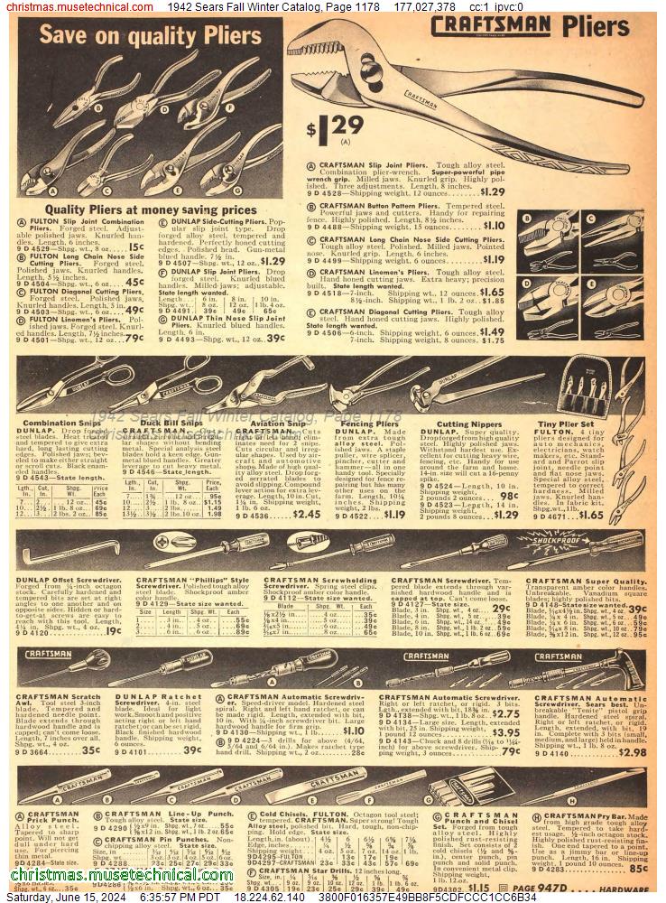 1942 Sears Fall Winter Catalog, Page 1178