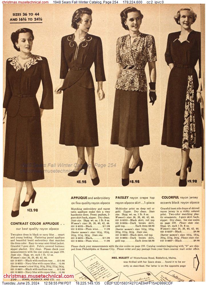 1948 Sears Fall Winter Catalog, Page 254