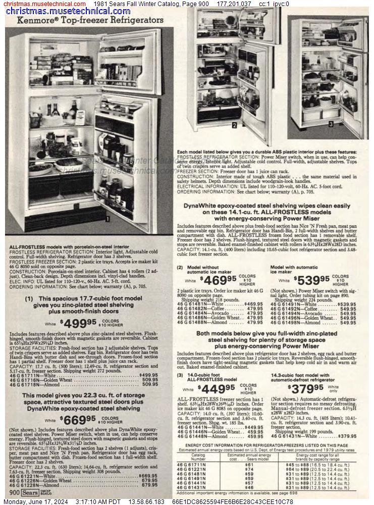 1981 Sears Fall Winter Catalog, Page 900