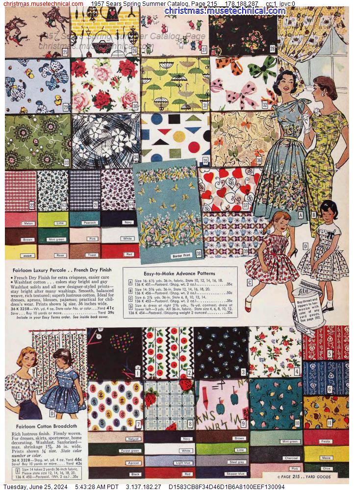 1957 Sears Spring Summer Catalog, Page 215