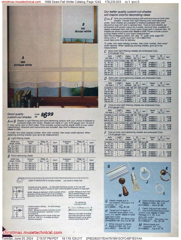 1986 Sears Fall Winter Catalog, Page 1242
