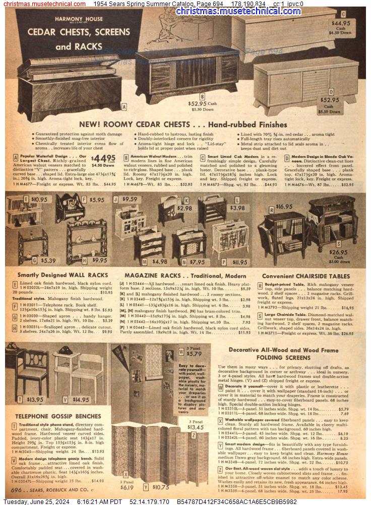 1954 Sears Spring Summer Catalog, Page 694