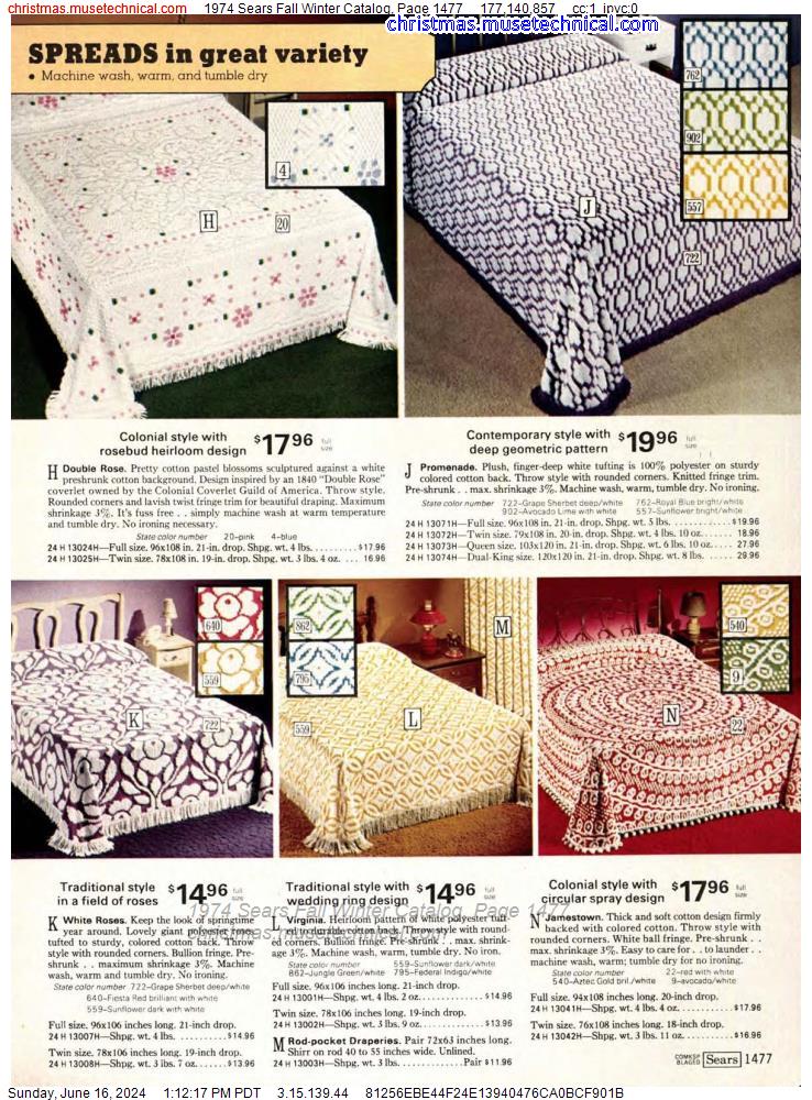 1974 Sears Fall Winter Catalog, Page 1477