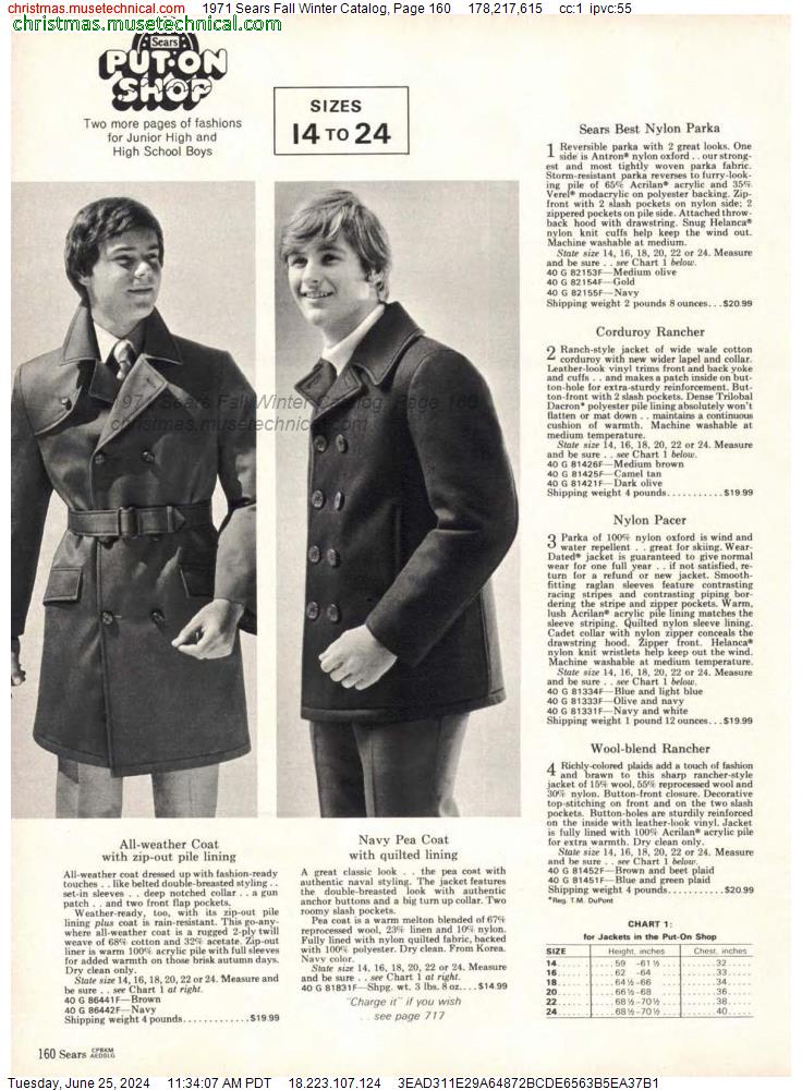 1971 Sears Fall Winter Catalog, Page 160