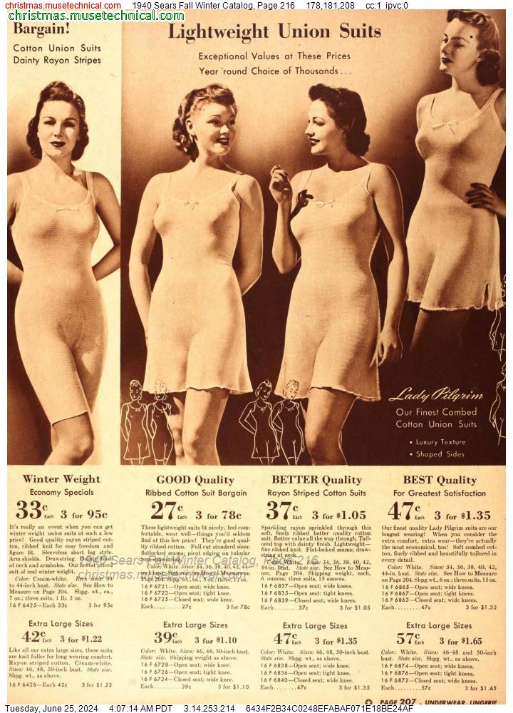 1940 Sears Fall Winter Catalog, Page 216