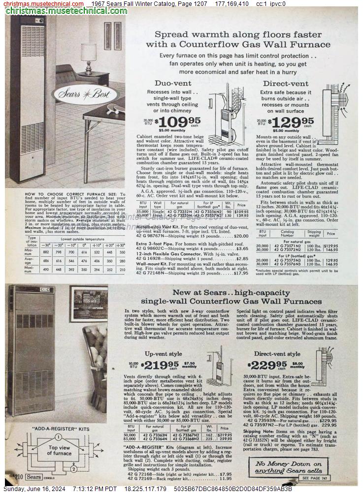 1967 Sears Fall Winter Catalog, Page 1207