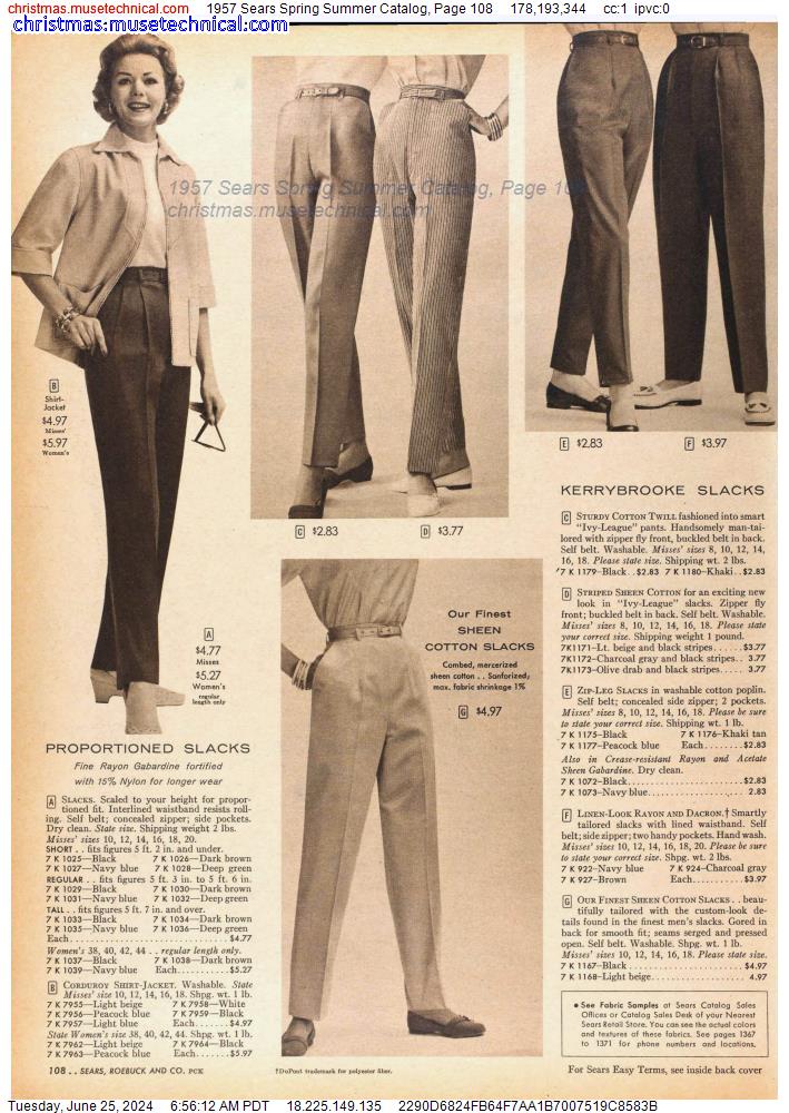 1957 Sears Spring Summer Catalog, Page 108