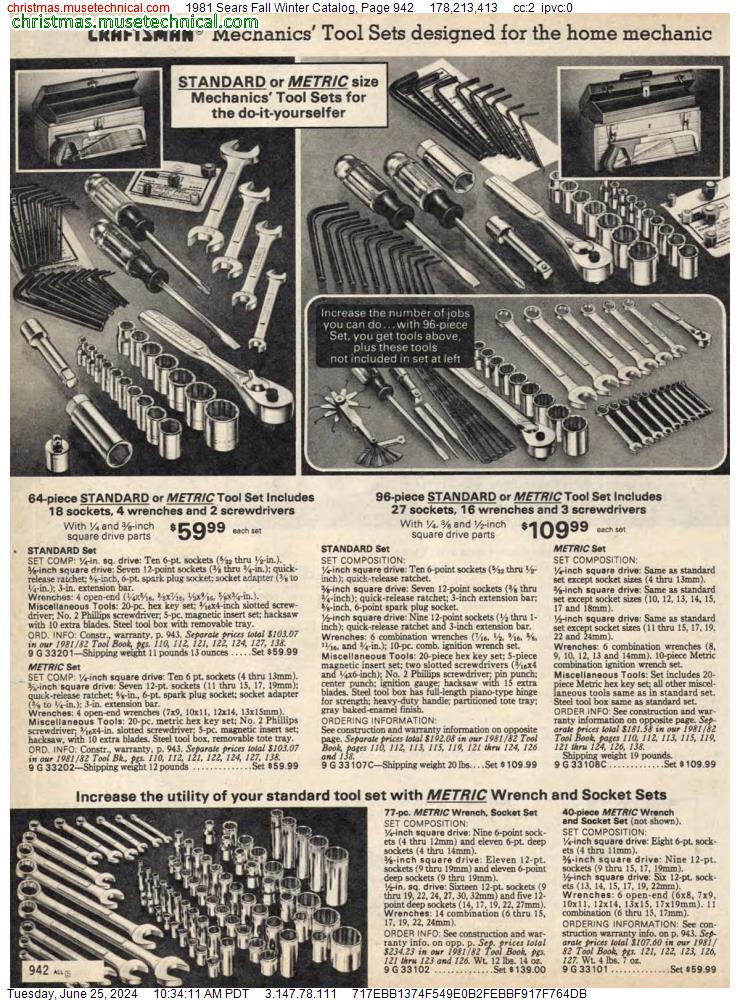 1981 Sears Fall Winter Catalog, Page 942