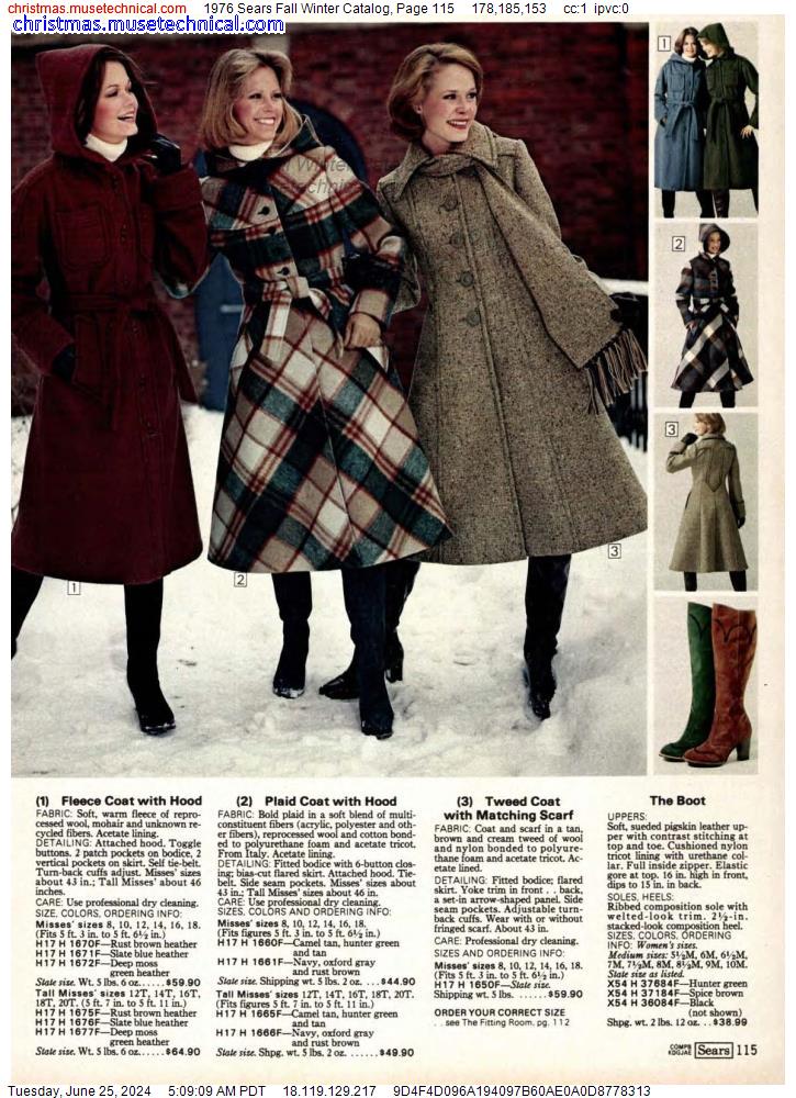1976 Sears Fall Winter Catalog, Page 115
