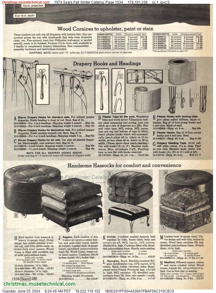 1974 Sears Fall Winter Catalog, Page 1534