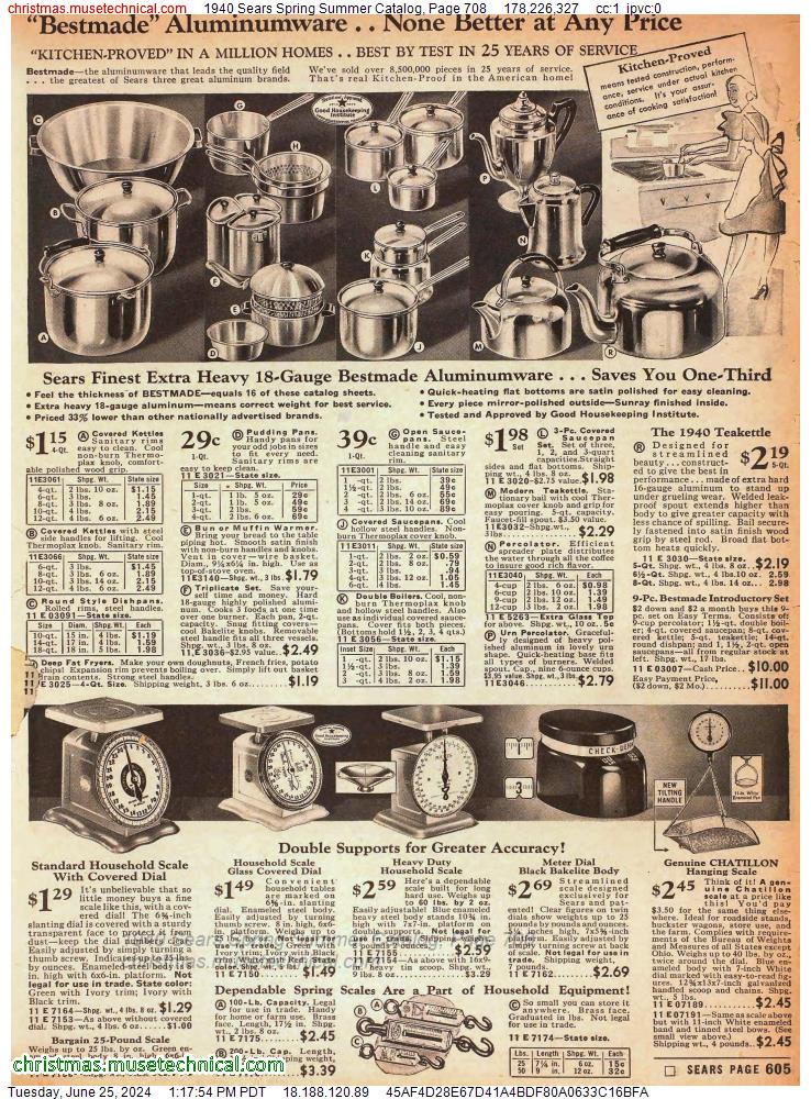 1940 Sears Spring Summer Catalog, Page 708