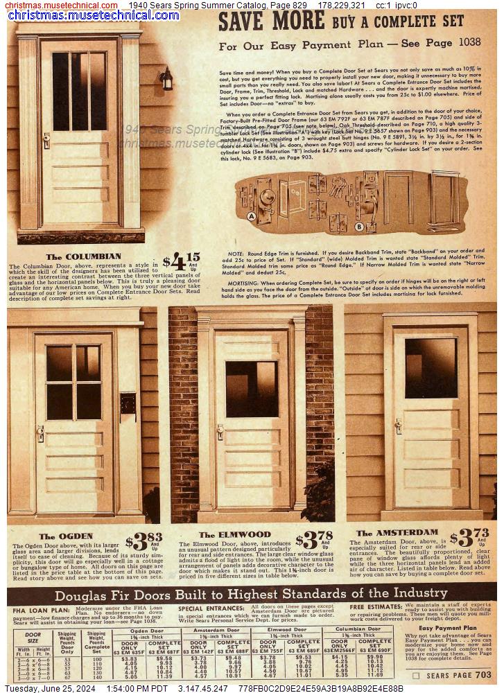 1940 Sears Spring Summer Catalog, Page 829