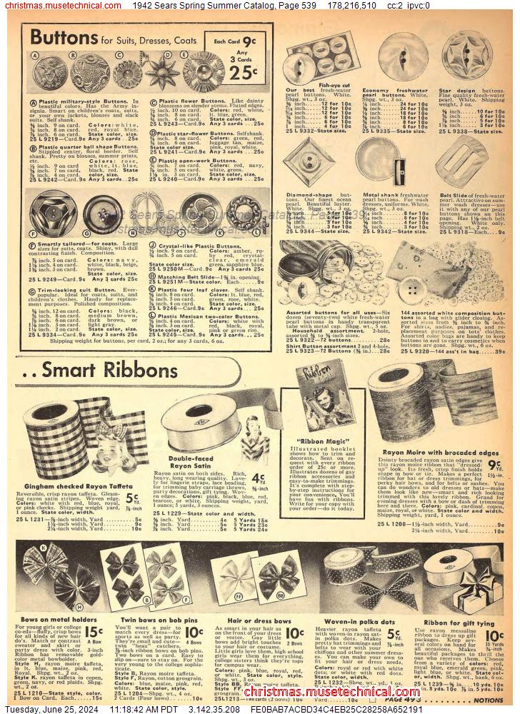 1942 Sears Spring Summer Catalog, Page 539