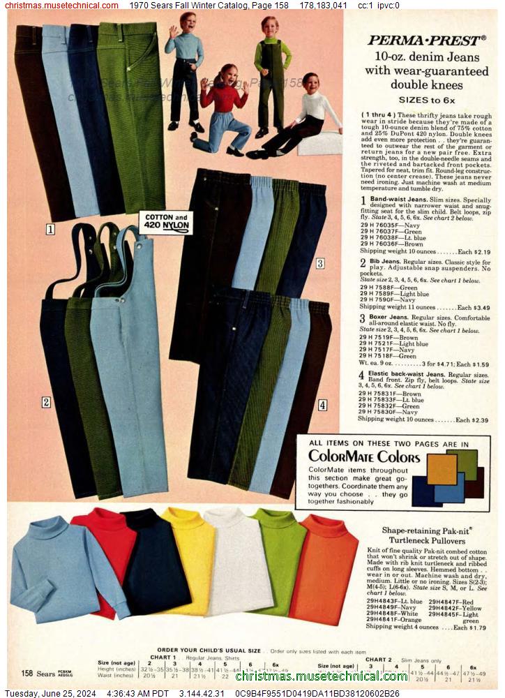1970 Sears Fall Winter Catalog, Page 158