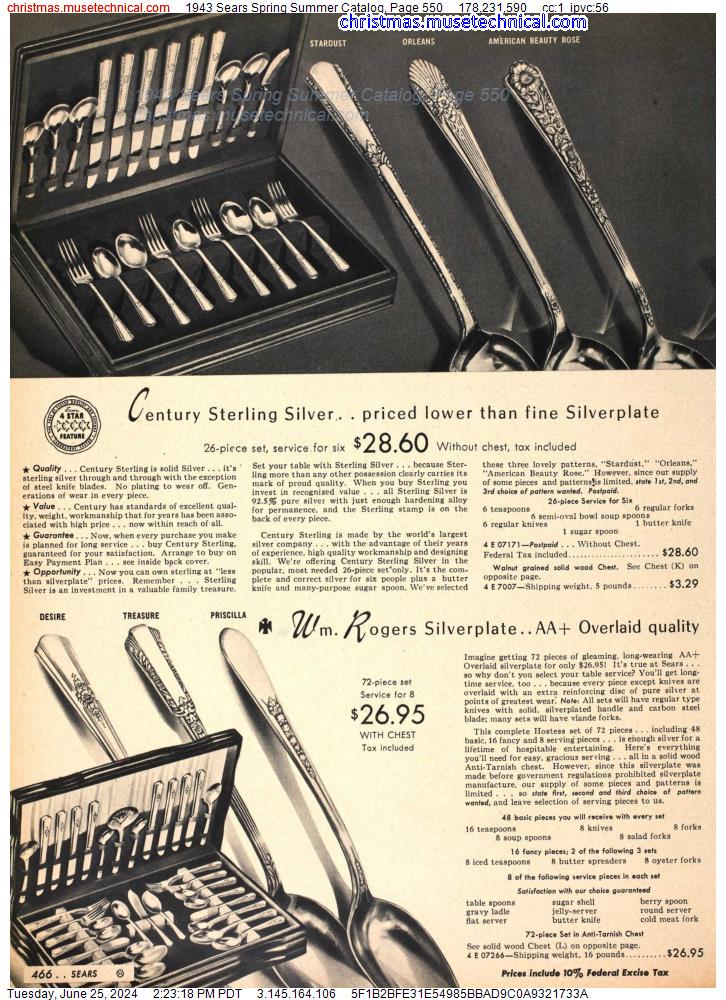 1943 Sears Spring Summer Catalog, Page 550