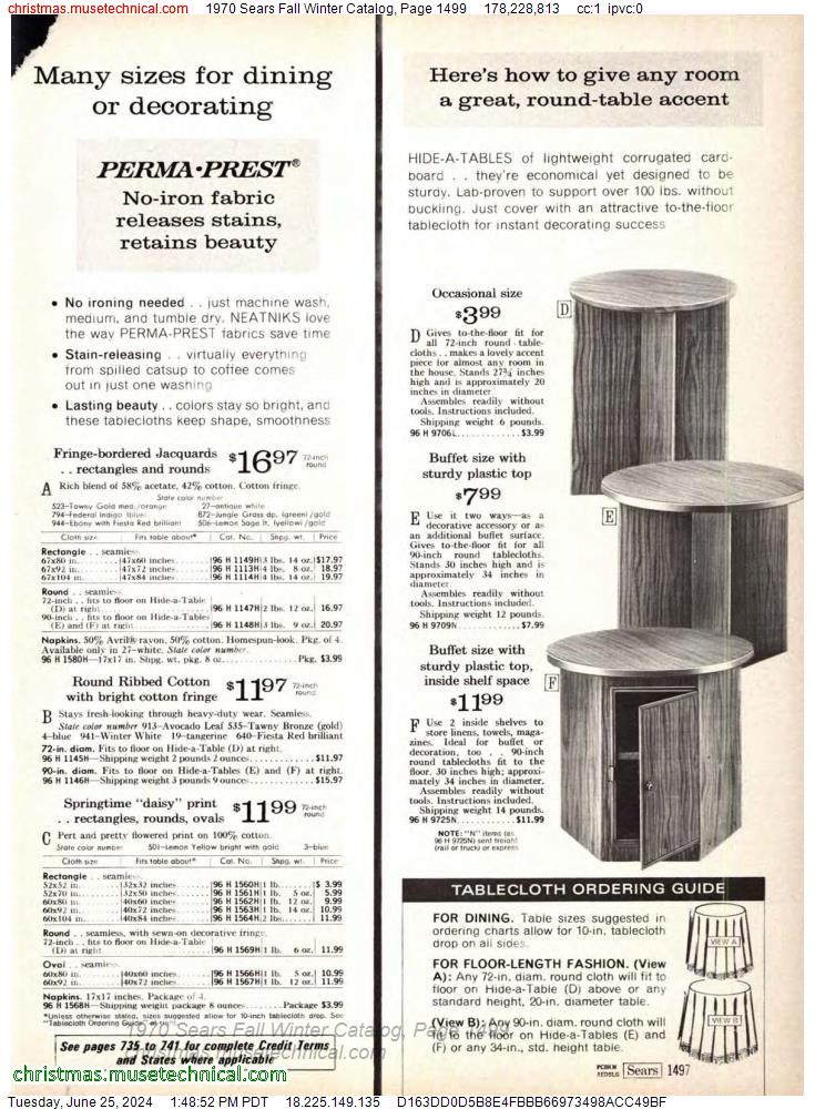 1970 Sears Fall Winter Catalog, Page 1499