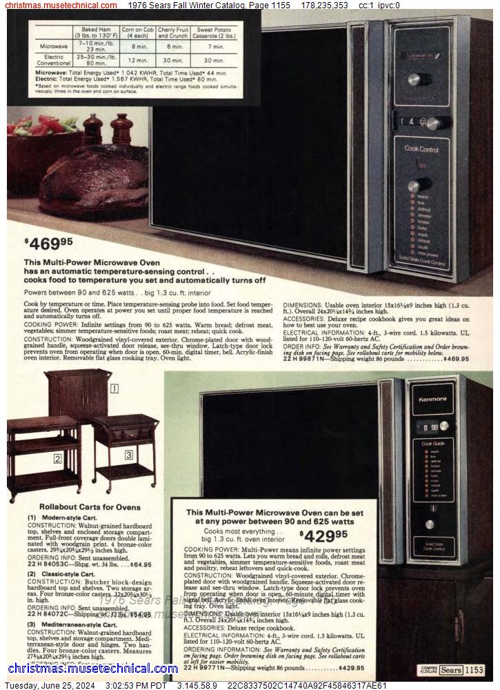 1976 Sears Fall Winter Catalog, Page 1155