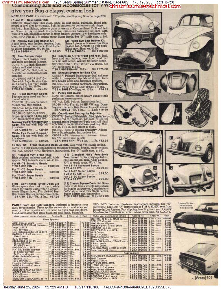 1981 Sears Spring Summer Catalog, Page 605
